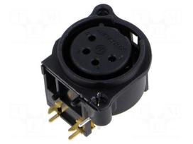 Connector: XLR | socket | female | PIN: 4 | angled 90° | THT | black | 6A