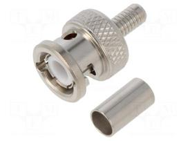 Connector: BNC | plug | male | straight | 50Ω | crimped | RG14,RG58 | PTFE