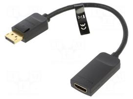 Adapter | DisplayPort plug,HDMI socket | 4K | 0.15m | black | ABS