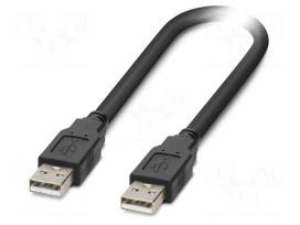 Cable | USB 2.0 | USB A plug,both sides | 3m | black | Cu | PVC | 480Mbps