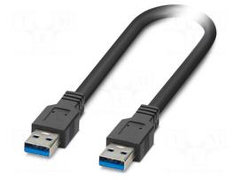 Cable | USB 3.2 Gen 1 | USB A plug,both sides | 0.5m | black | Cu | PVC