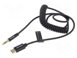Cable | Jack 3.5mm 3pin plug,USB C plug | gold-plated | 1m | black