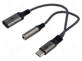 Cable | Jack 3.5mm 3pin socket,USB C socket,USB C plug | 0.15m