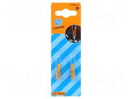 Screwdriver bit | Phillips | PH2 | 1/4" | Overall len: 25mm | 2pcs.