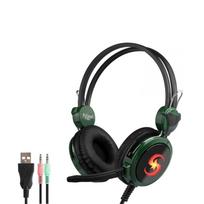Kubite T-591 Gaming Headset 40mm drivers 1.8m Cable 2x 3.5mm audio/mic + USB Army Green