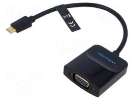 Adapter | USB C plug,VGA female | gold-plated | 0.15m | black | ABS