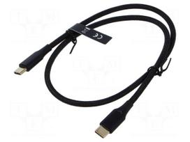 Cable | USB 2.0 | USB C plug,both sides | nickel plated | 0.5m | black