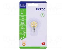 LED lamp | white warm | G4 | 12VDC | 150lm | 1.8W | 180° | 3000K