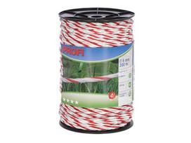 Fencing rope Profi 200 m, Ø 6 mm, white/red, 6x0,30 TriC