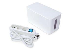 3-WAY SOCKET OUTLET WITH CABLE ORGANIZER - 1.5 m CABLE - WHITE - SCHUKO