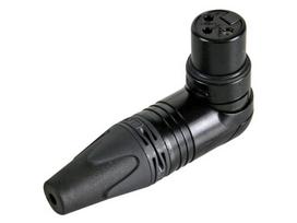 NEUTRIK - XLR FEMALE CABLE CONNECTOR, 3-POLE, RIGHT ANGLE, NICKEL HOUSING, SILVER CONTACTS - BLACK