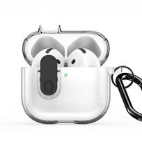 Dėklai ausinėms Dux Ducis Apple AirPods 4 PECL Series PC+TPU Cover with Hook Black Clear
