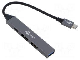 Hub USB | USB A socket x3,USB C socket,USB C plug | PnP | grey