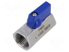 Ball valve | acid resistant steel AISI 316 | PTFE | max.63bar | 46mm