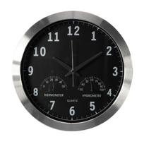 ALUMINIUM WALL CLOCK WITH THERMOMETER & HYGROMETER - Ø 35.5 cm