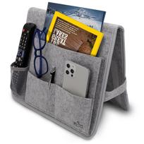 VILSTO Felt Bedside Storage Caddy, Bed Organiser Storage, Hanging Organiser, Bedside Organiser, Remote Control Holder, Magazine Holder, Grey