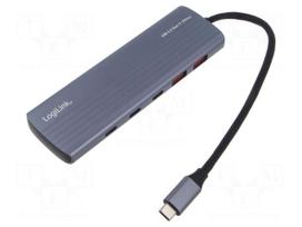 Hub USB | USB A socket x2,USB C socket x8,USB C plug | grey | 0.2m