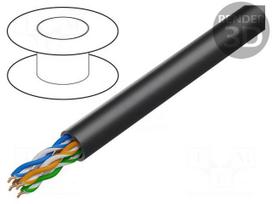 Wire | U/UTP | Cat 5e | 4x2x24AWG | Cu | wire | PE | black | 50m | outdoor