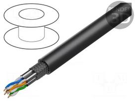 Wire | S/FTP | Cat 7 | 4x2x23AWG | Cu | wire | PE | black | 500m | outdoor