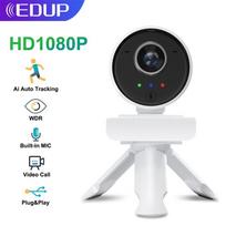 EDUP 1080P Full HD Web Camera / Autofocus / Smart WiFi with Microphone / Portrait Tracking / USB / 4K