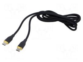 Cable | USB 2.0 | USB C plug,both sides | 1.5m | black | silicone | 60W