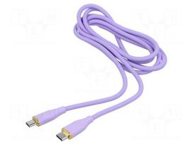 Cable | USB 2.0 | USB C plug,both sides | 1.5m | violet | silicone