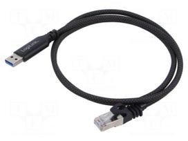 Cable | USB 3.0 | RJ45 plug,USB A plug | nickel plated | 10m | black
