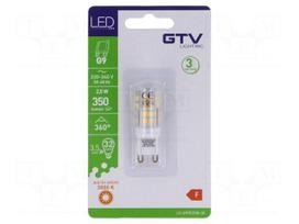 LED lamp | white warm | G9 | 230VAC | 350lm | 3.5W | 360° | 3000K
