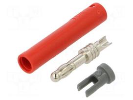 Laboratory connector: 4mm banana | plug | 32A | 30VAC | 60VDC | red