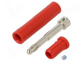 Laboratory connector: 4mm banana | plug | 32A | 30VAC | 60VDC | red