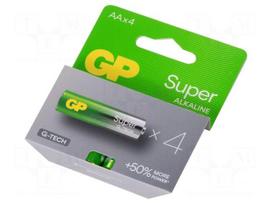 Battery: alkaline | AA | 1.5V | non-rechargeable | Ø14.5x50.5mm | 4pcs.