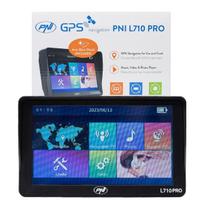 PNI L710 PRO GPS navigation system with sun visor, 7 inch, 800 MHz, 256MB DDR, 16GB internal memory, FM transmitter, with two car chargers included