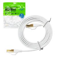 Flat network cable S/STP CAT8 PNI U8015W, Patch, 2 x RJ45, 4 pairs of wires, 28AWG, copper, 40Gbps, 2000 MHz, 1.5m, white
