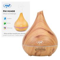 Aromatherapy diffuser PNI HU400 for essential oils, with ultrasound, 400 ml, timer, 7 LED colors, automatic closing, lighting wooden