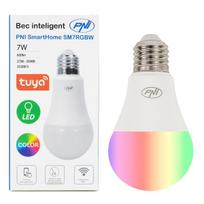 PNI SmartHome SM7RGBW E27 LED 7W adjustable RGBW light, WiFi programmable, internet control, Tuya Smart App, compatible with Amazon Alexa and Google Home