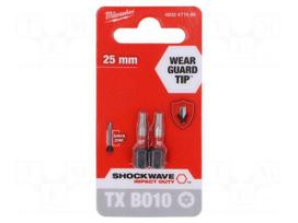Screwdriver bit | Torx® with protection | T10H | Kind: impact | 2pcs.