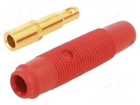 Laboratory connector: 4mm banana | socket | 30VAC | 60VDC | 16A | red