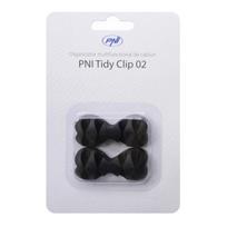Multifunctional organizer PNI Tidy Clip 02 cables, flexible silicone, self-adhesive, for 8 4x2 cables with a diameter of 6 mm, black, set of 2 pieces