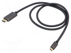 Cable | HDMI plug,USB C plug | textile | HDMI 2.0,USB 3.1 | 1m