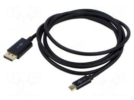 Cable | DisplayPort plug,USB C plug | PVC | 2m | black