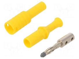 Laboratory connector: 4mm banana | plug | 36A | 1kVAC | yellow | 63mm