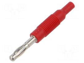 Laboratory connector: 4mm banana | plug | 6A | 30VAC | 60VDC | red | 2mm