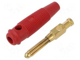 Laboratory connector: 4mm banana | plug | 30A | 30VAC | 60VDC | red