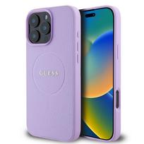 Nugarėlės dėklai Guess Apple Guess PU Grained Classic Logo MagSafe Case for iPhone 16 Pro Max Purple