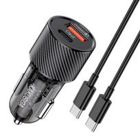 iKaku KSC-856 PD30W+QC3.0 Dual Port USB + Type-C car charger with cable Type-C to Type-C