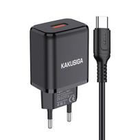iKaku KSC-917 QC3.0 18W Single USB Port Smart Charger with Type-C cable Black