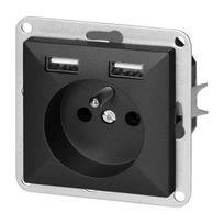 Įrankiai ir matavimo prietaisai // Įrankių, priedų naujienos // Gniazdo pojedyncze p/t 2P+Z z ładowarką Pearl, 16A, 250V, PT-16P/USB, czarny