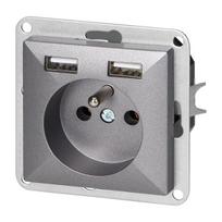 Įrankiai ir matavimo prietaisai // Įrankių, priedų naujienos // Gniazdo pojedyncze p/t 2P+Z z ładowarką Pearl, 16A, 250V, PT-16P/USB, antracyt