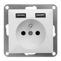 Įrankiai ir matavimo prietaisai // Įrankių, priedų naujienos // Gniazdo pojedyncze p/t 2P+Z z ładowarką Pearl, 16A, 250V, PT-16P/USB, biały