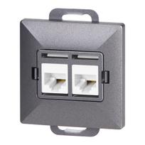 Įrankiai ir matavimo prietaisai // Įrankių, priedų naujienos // Gniazdo 2xRJ45 Cat6 Pearl, RJ45-6CAT/P2, antracyt